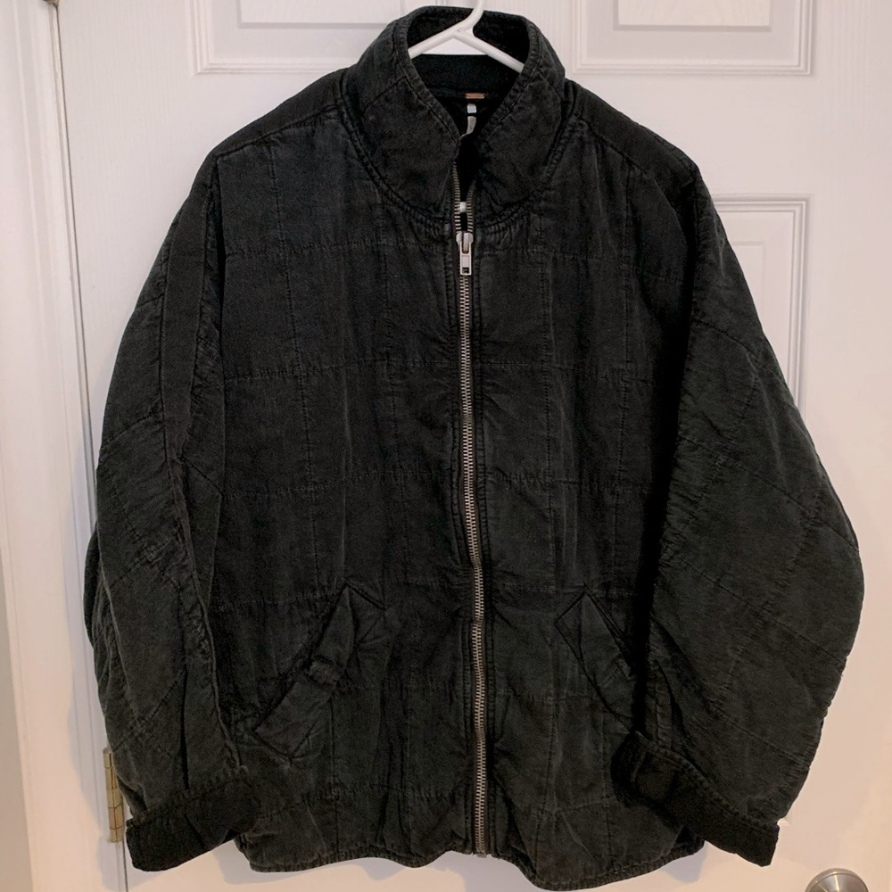 Free People Denim Quilted Dolman Black